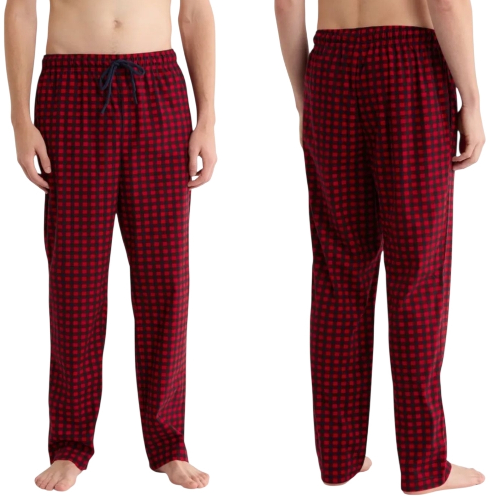 Nautica Men's Red Black Plaid Lounge Logo Pajama Pants Sleepwear Size XL